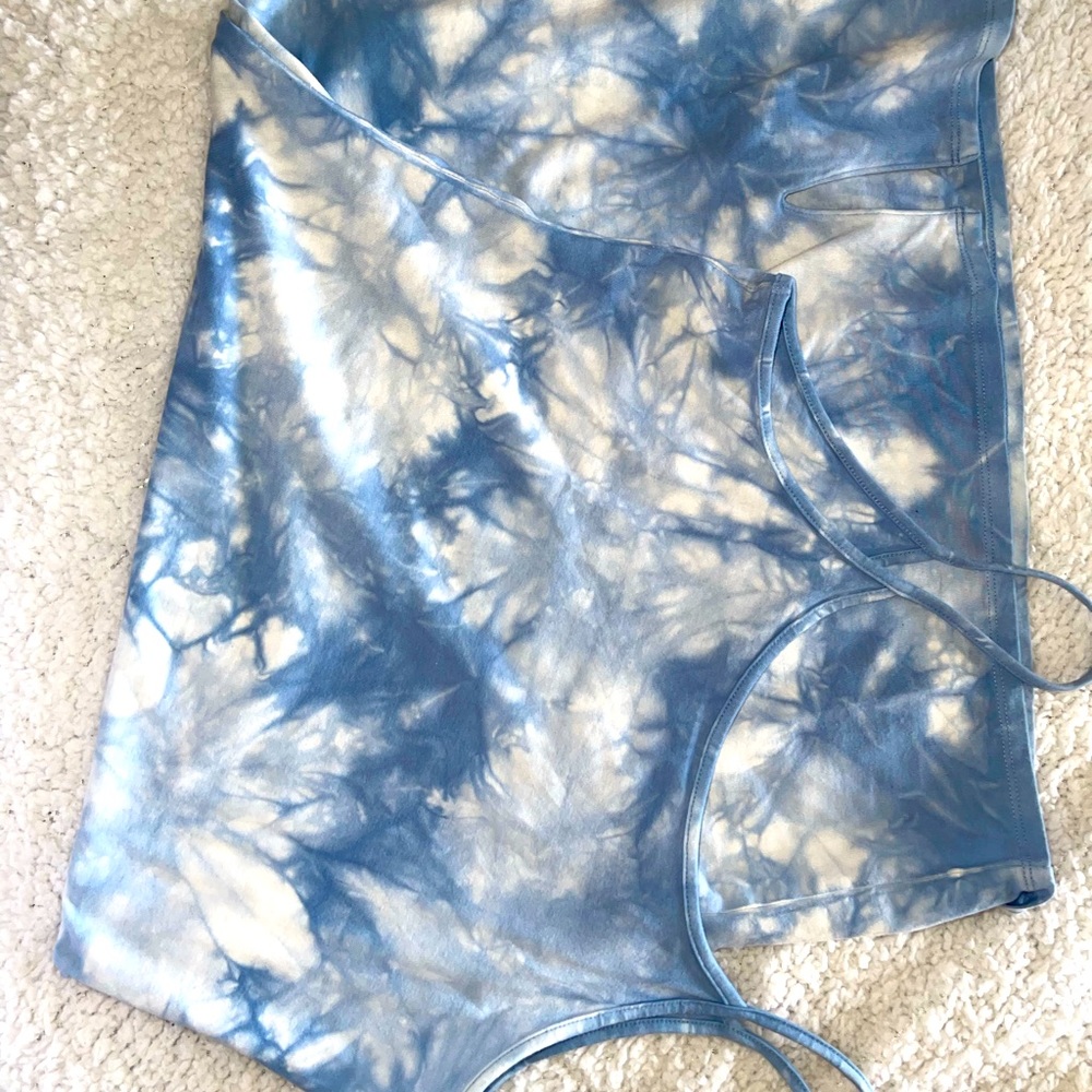 Tie dye, mini blue body-con dress